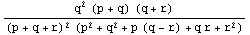 (q^2 (p + q) (q + r))/((p + q + r)^2 (p^2 + q^2 + p (q - r) + q r + r^2))
