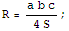 R = (a b c)/(4 S) ;