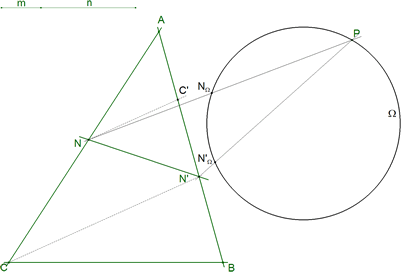 proyecciones de AC y AB sobre el círculo