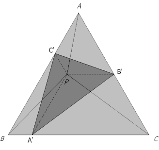 El primer triángulo de Pompeïu si el punto P es interior