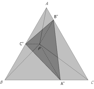 El segundo triángulo de Pompeïu inscrito si el punto P es interior