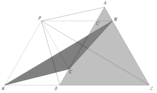 Triángulo de Pompeïu si el punto P es exterior