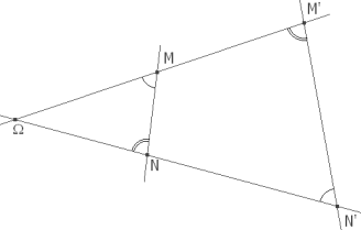 MN y M'N' son antiparales por la preservación de ángulos que se produce en la inversión