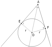 Los segmentos que determinan los puntos de contacto, del círculo inscrito en un ángulo, y el vértice de dicho ángulo
son iguales.